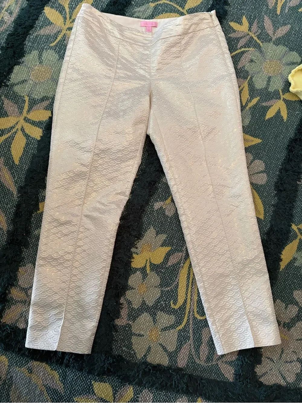 Lilly Pulitzer Stella Pant Metallic Jaquard sz 4 Rare! Cropped Ankle cut